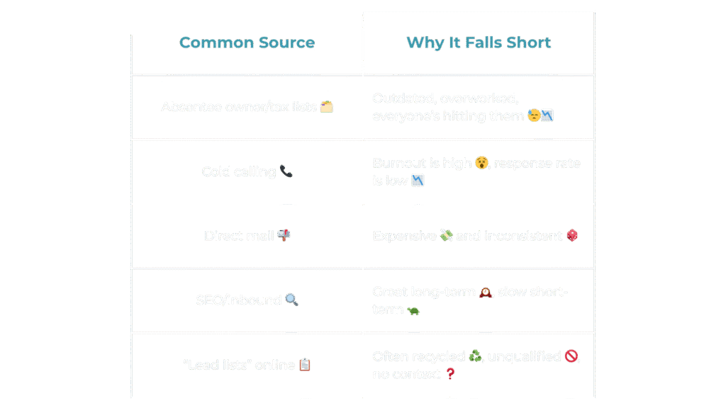 Most Lead Sources Fall Short (Here’s Why) Table