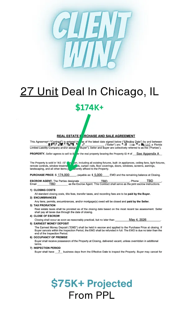 Client win: 27 unit deal under contract in Chicago, IL