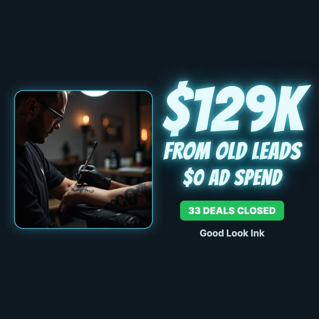 Good Look Ink case study, $129K from old leads with $0 ad spend